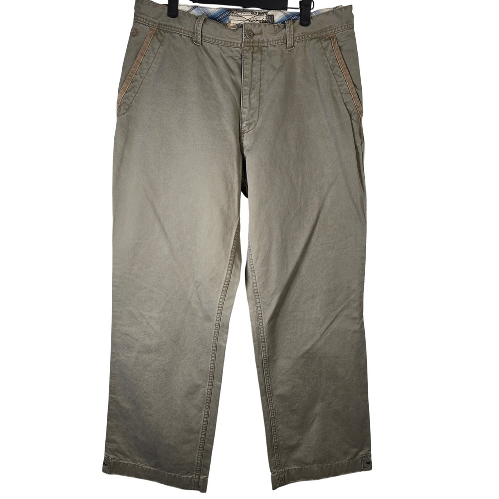 Old Navy Mens 34x30 Olive‎ Green Chino Pants Casual Straight Leg Cotton Blend